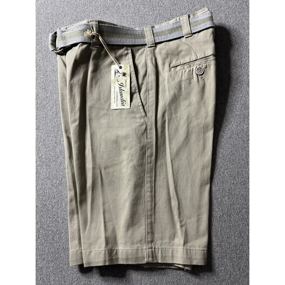 Original Islandia Sport Men's Khaki Belted Chino Shorts 30 Cotton, Preppy, USA